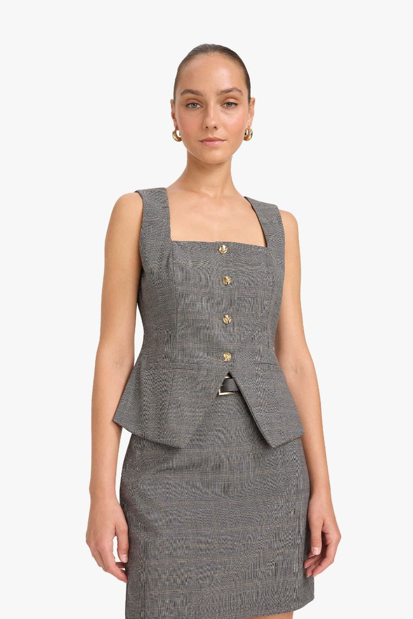 Kadın Açık Gri Fıtted Kare Yaka Yelek