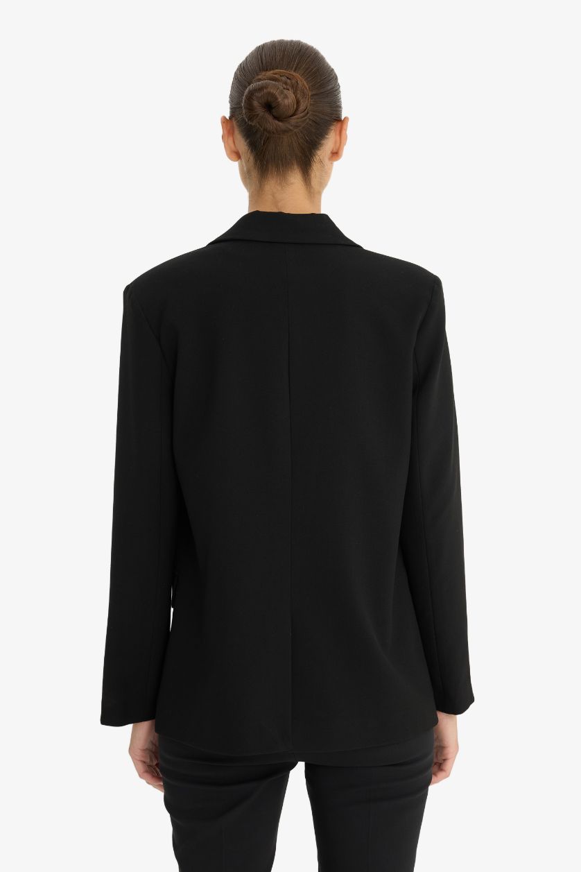 WOMAN Black Regular Fit Jacket Collar Blazer