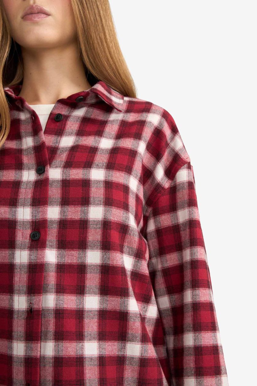 FEMME Rouge Chemise à carreaux oversize à manches longues