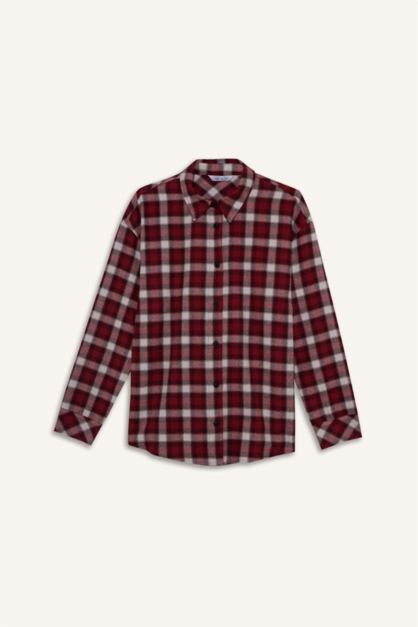 FEMME Rouge Chemise à carreaux oversize à manches longues