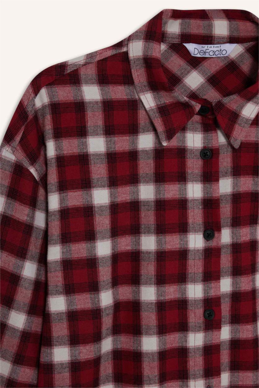 FEMME Rouge Chemise à carreaux oversize à manches longues