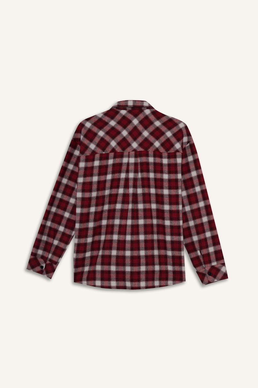 FEMME Rouge Chemise à carreaux oversize à manches longues