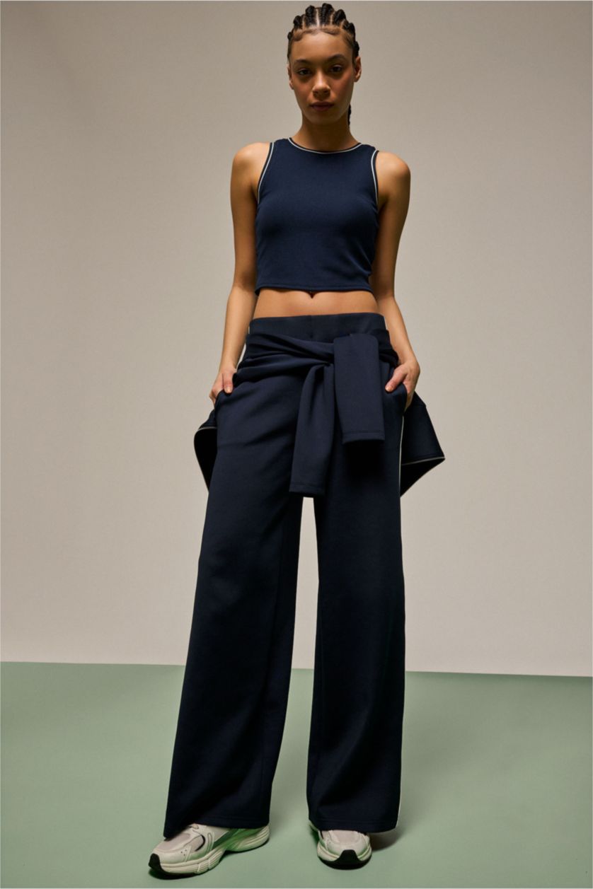 Woman NAVY Standard Fit Ribana Crew Neck Tank Top