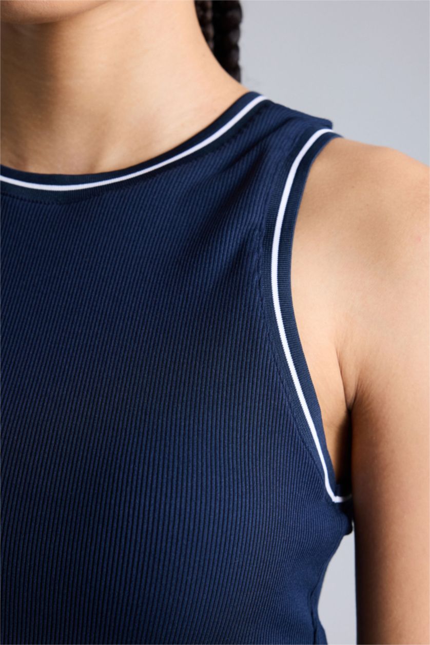 نساء كحلي كيمونه رياضي مضلع قصة عادية بياخة مستديرة