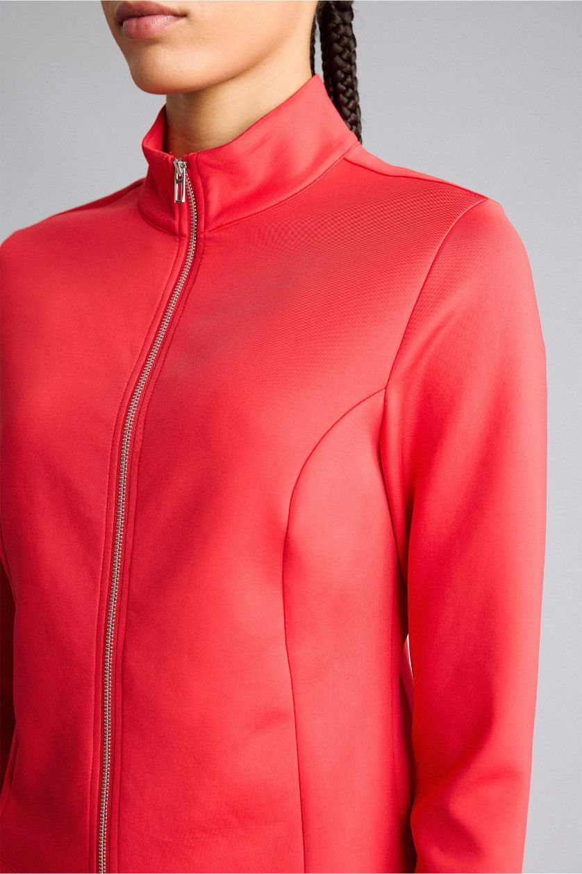 حريمي أحمر كارديجان سكوبا بياقة عالية وقصة عادية