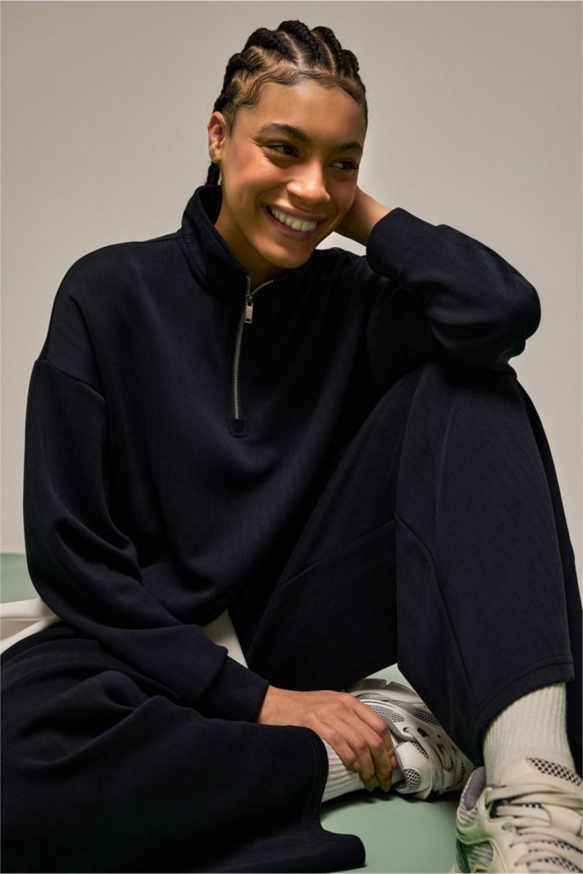 حريمي كحلي سويت شيرت رياضي بياقة عالية