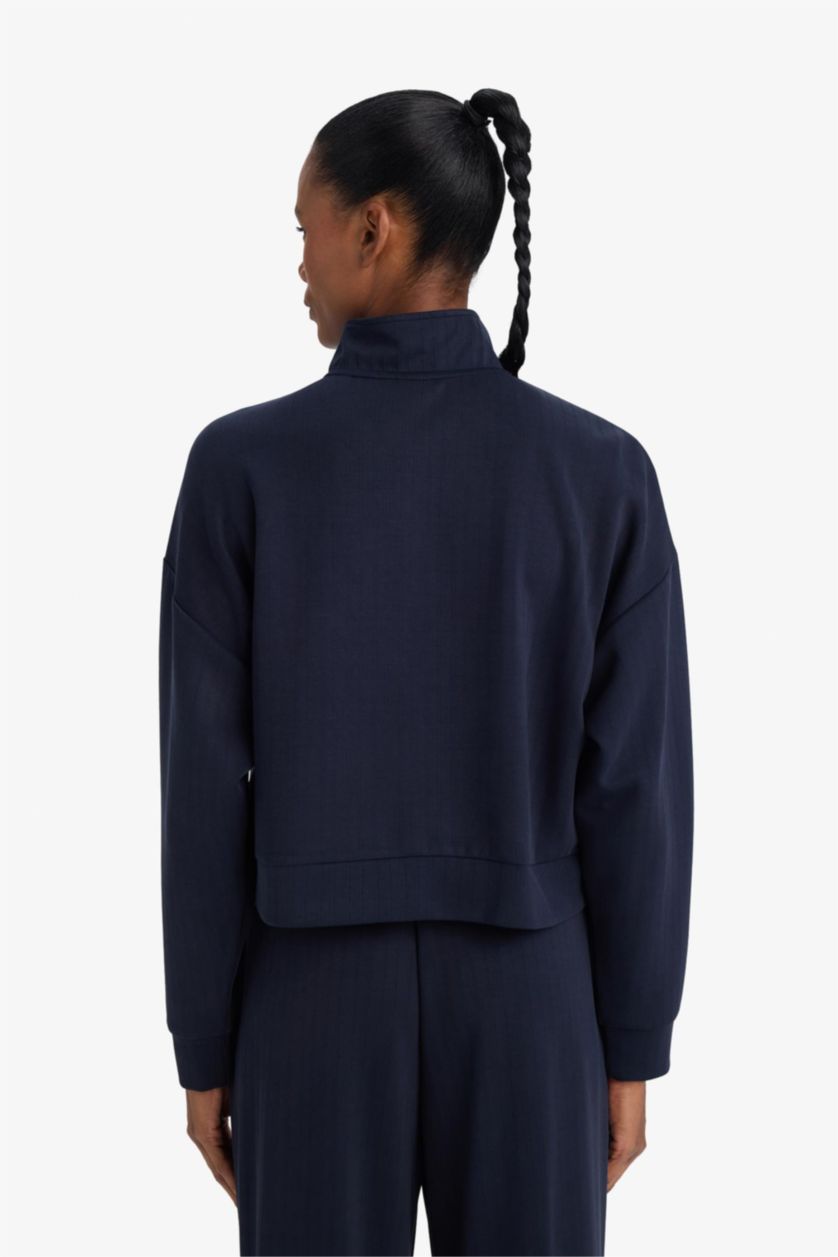 حريمي كحلي سويت شيرت رياضي بياقة عالية