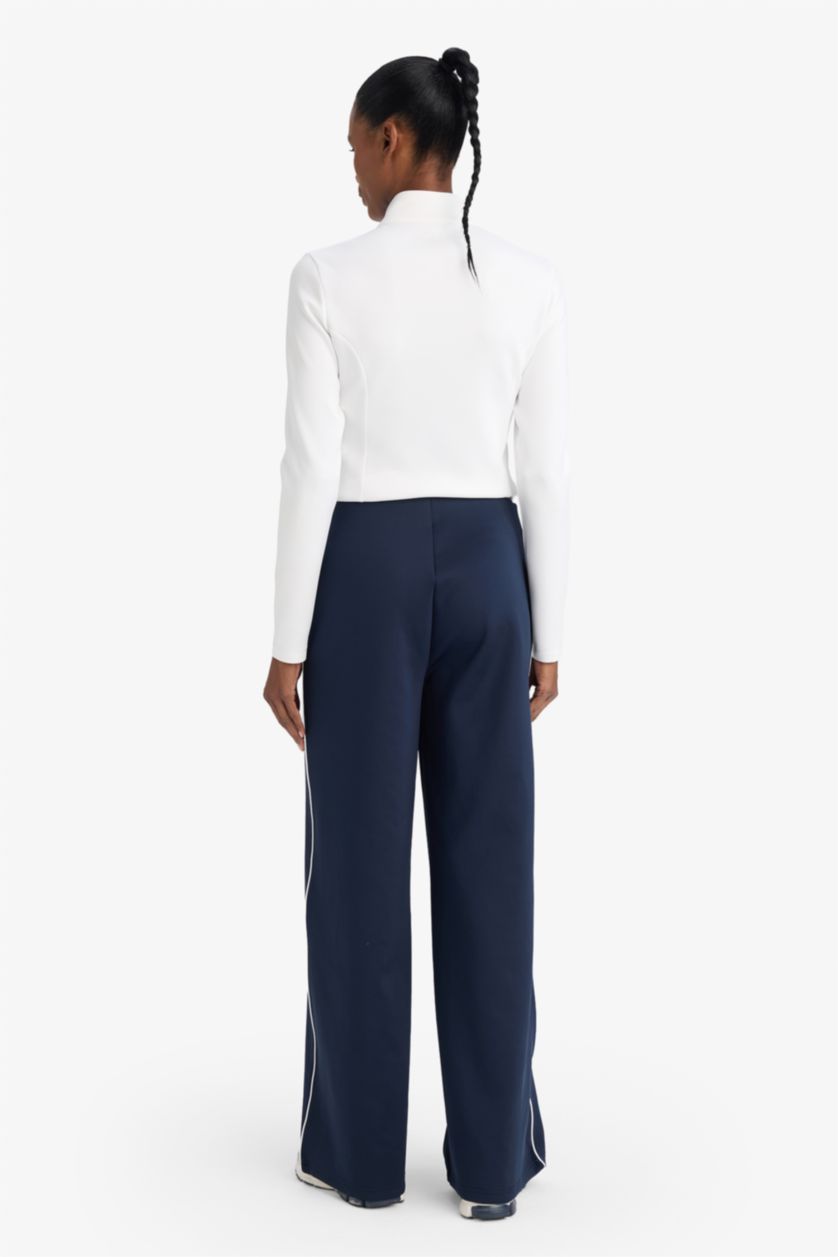 WOMAN NAVY Wide Leg Scuba Fabric Sweatpants