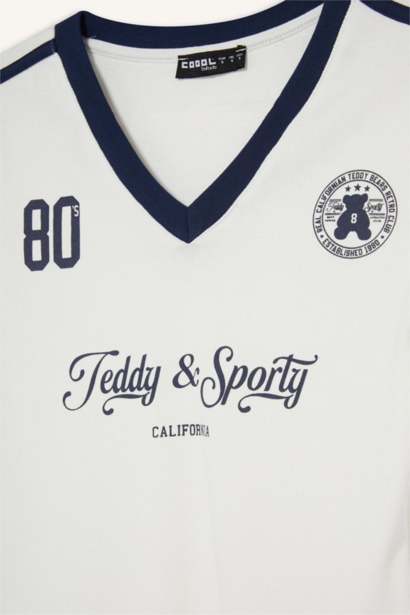 Woman White تيشيرت سليم فيت مخصر بطبعة حروف