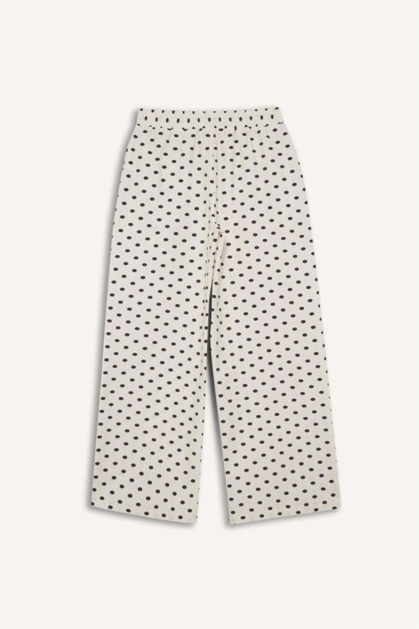 نساء بيج فاتح بنطرون ميدي منقط قصة مستقيمة بجيب وخصر عالي