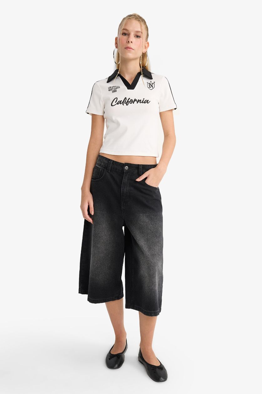 نساء اوف وايت تيشيرت نص ردن سليم فيت مخصر