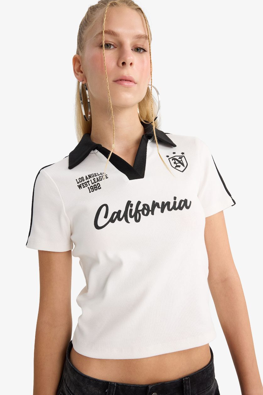 نساء اوف وايت تيشيرت نص ردن سليم فيت مخصر