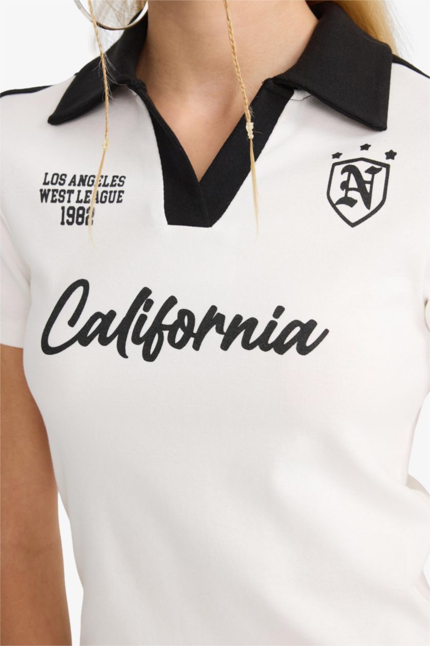 نساء اوف وايت تيشيرت نص ردن سليم فيت مخصر