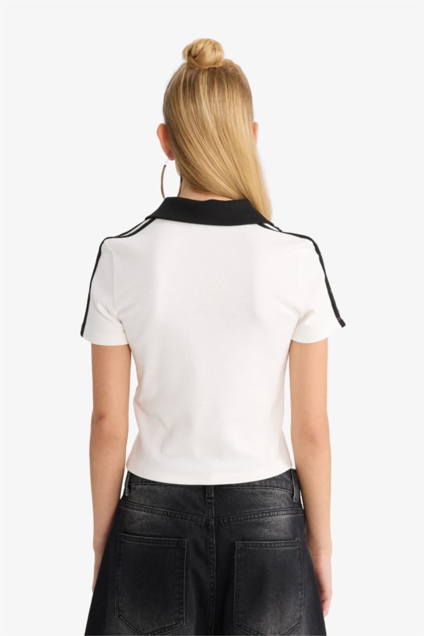 نساء اوف وايت تيشيرت نص ردن سليم فيت مخصر