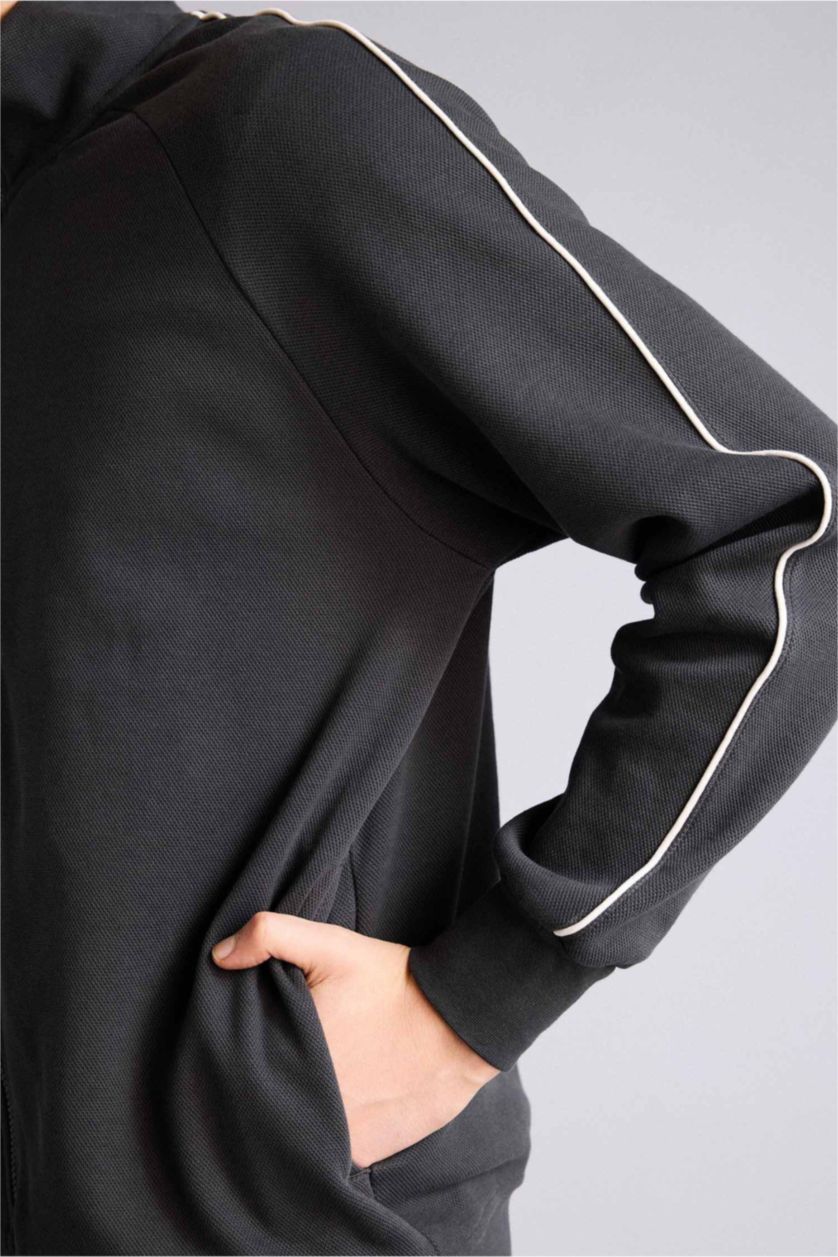 Man Anthracite Boxy Fit High Neck Cardigan