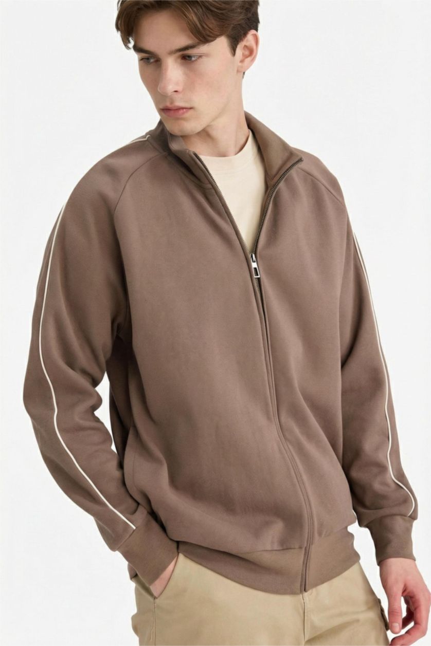 Мужчины Светло коричневый Дышащий кардиган Boxy Fit