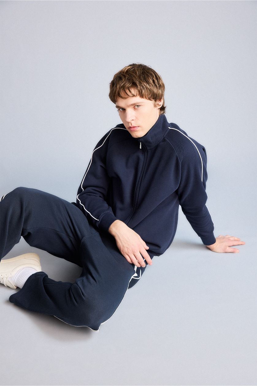 Erkek Lacivert Nefes Alabilen Boxy Fit Hırka