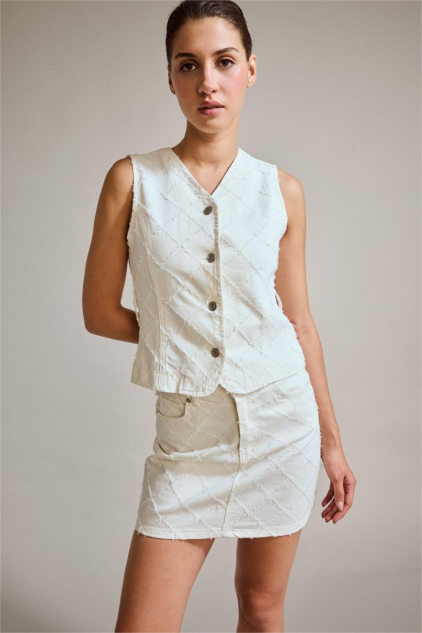 Woman Ice Blue Denim Blazer Vest