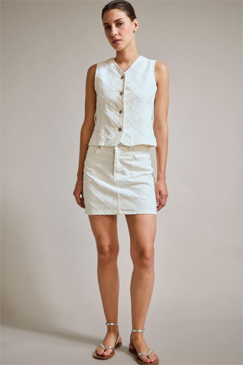 Woman Ice Blue Denim Blazer Vest