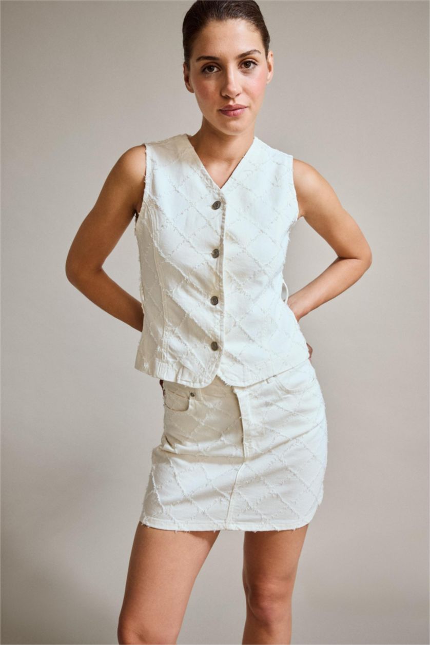 Woman Ice Blue Denim Blazer Vest