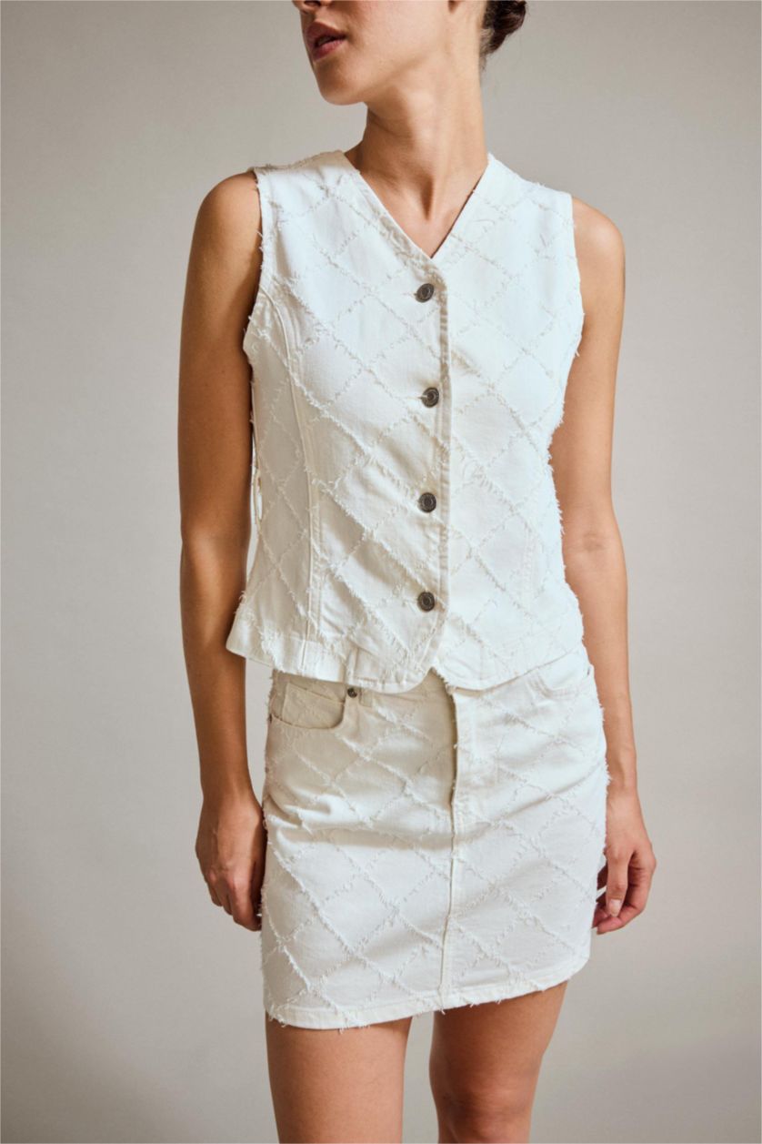 Woman Ice Blue Denim Blazer Vest