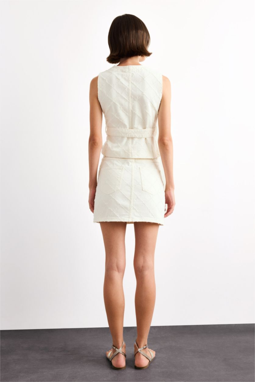 Kadın Buz Mavi Jean Mini Etek