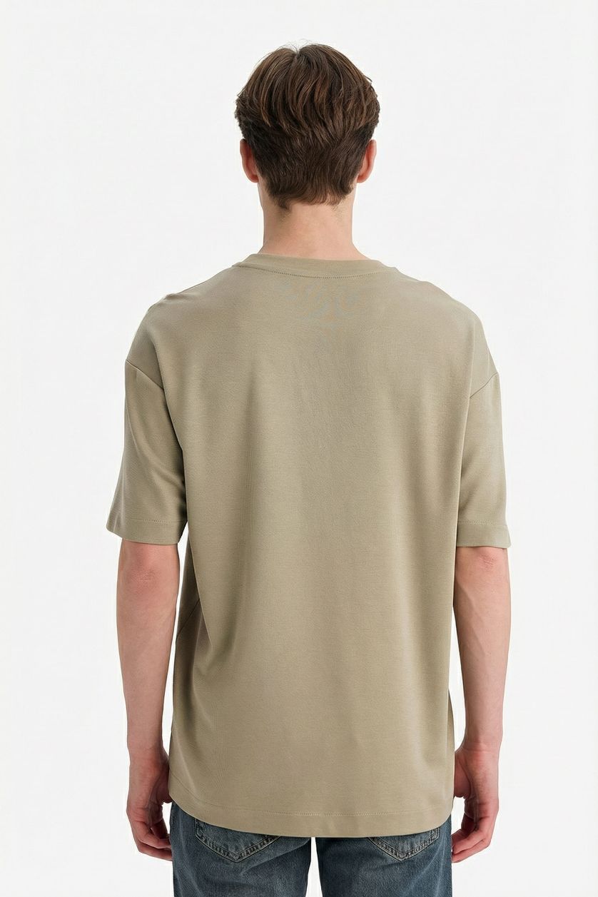 Erkek Haki Premium Boxy Fit Tişört