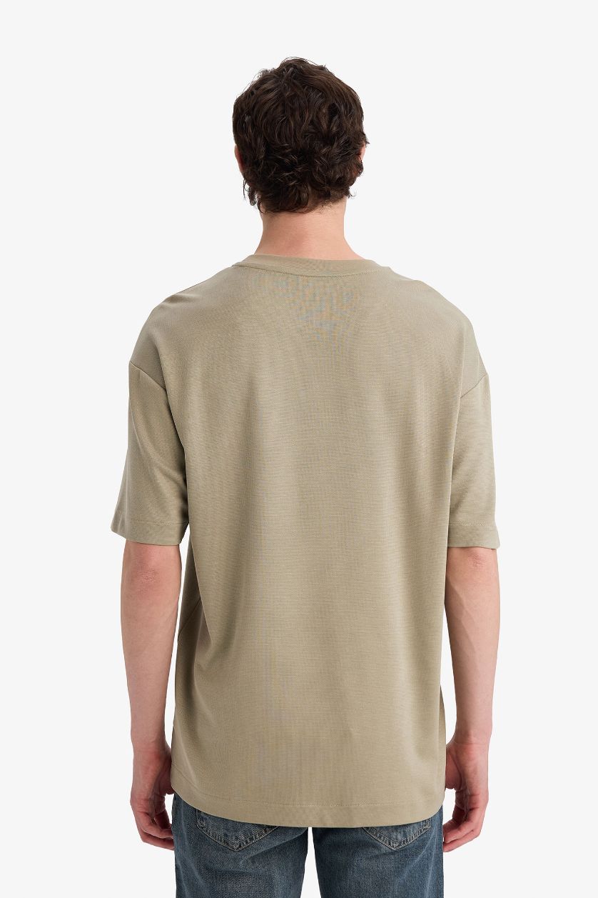 Erkek Haki Premium Boxy Fit Tişört
