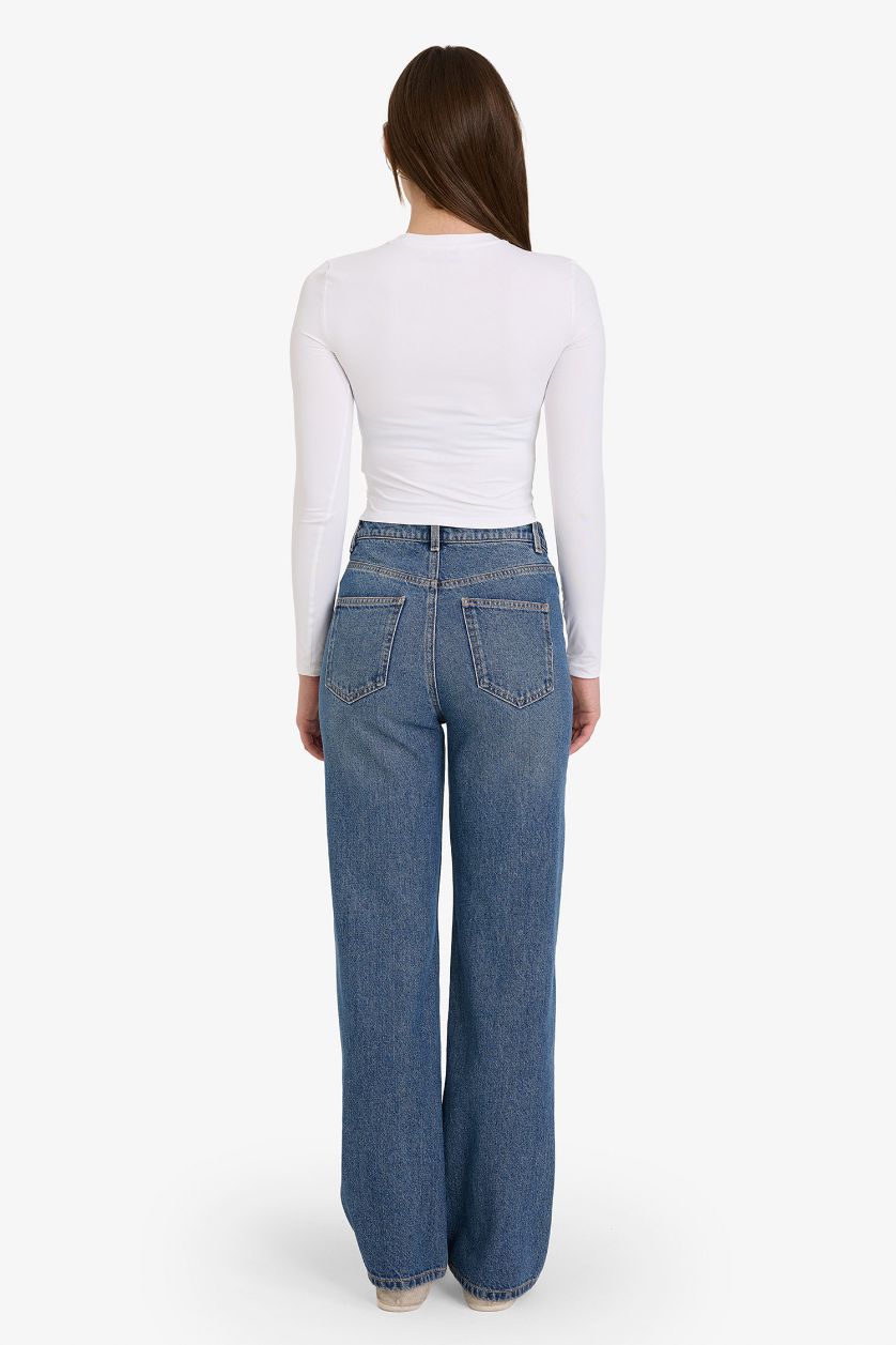 WOMAN Blue 90's Wide Leg High Waist Straight Leg Jeans