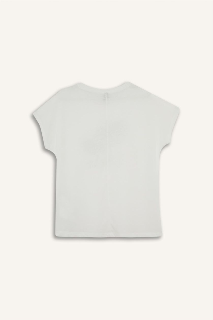 Woman Ecru تيشيرت نص ردن بطبعة أحجار وياخة مستديرة