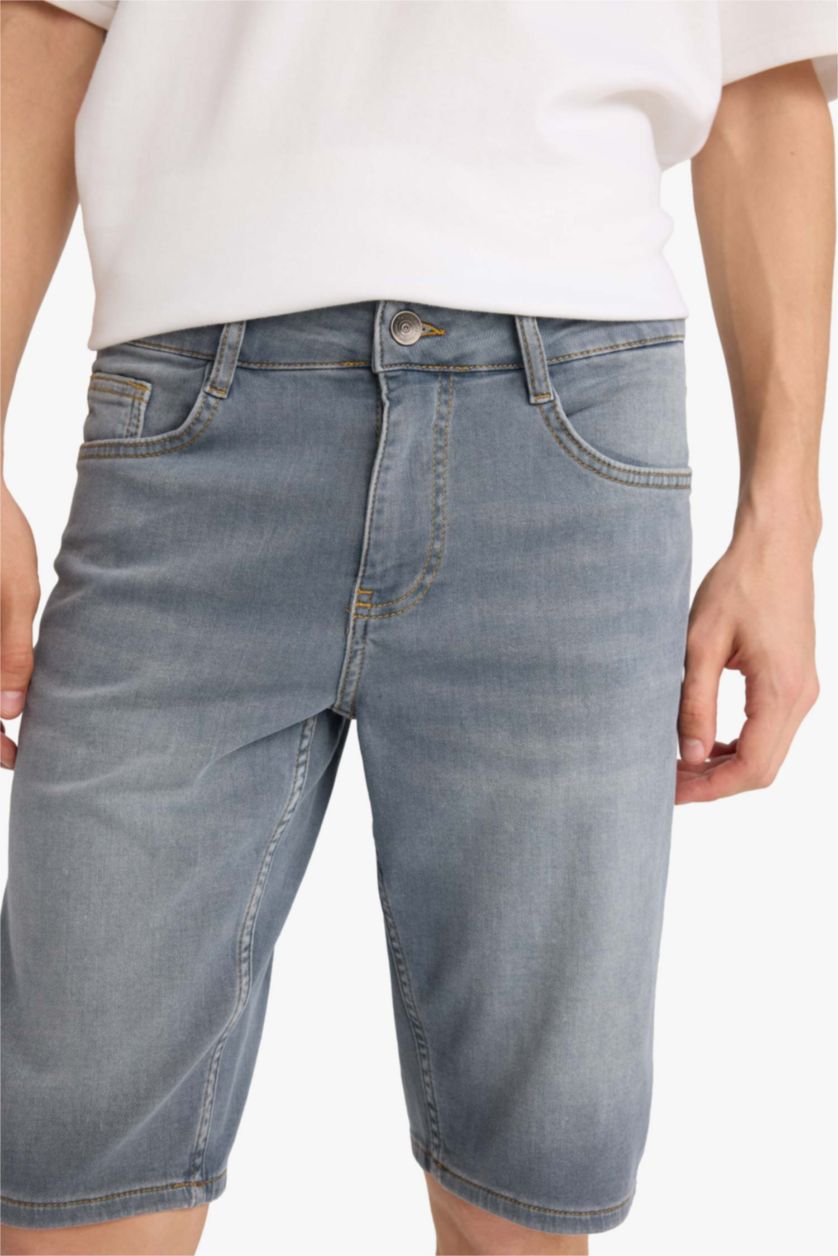 رجال رمادي أزرق شورت برمودا جينز سليم فيت