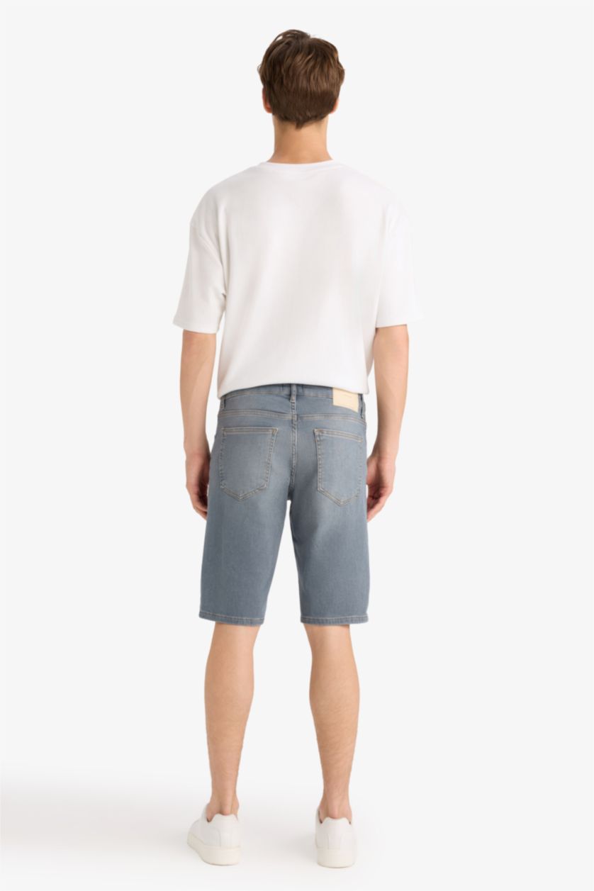 رجال رمادي أزرق شورت برمودا جينز سليم فيت