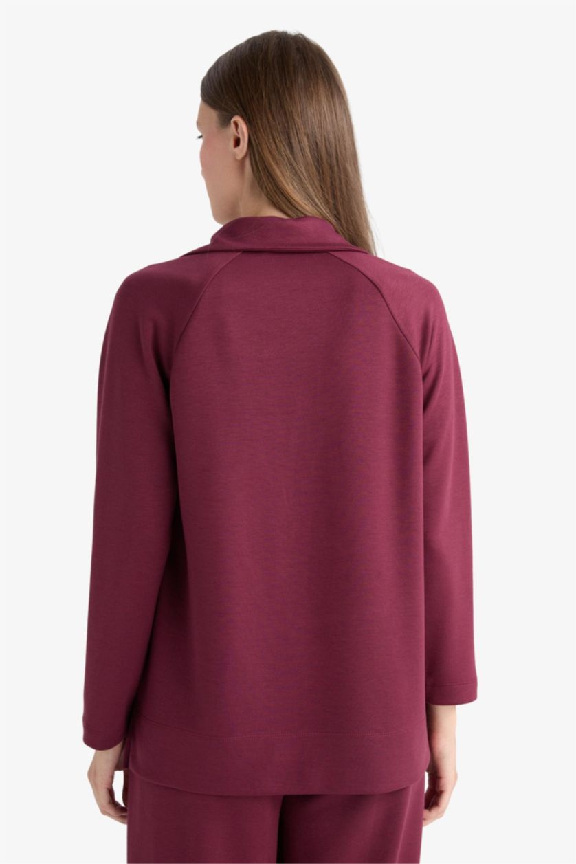 WOMAN Bordeaux Regular Fit Boat Collar Long Sleeve Tunic