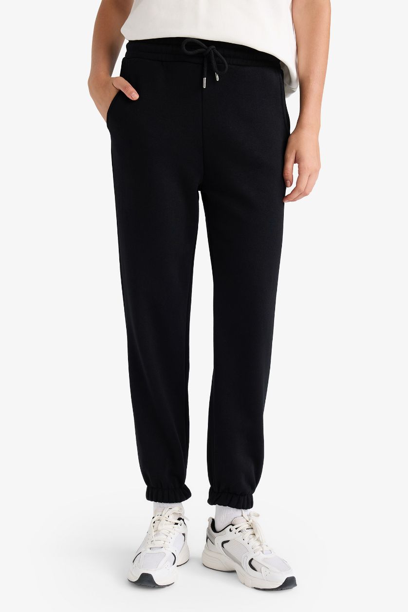 نساء أسود بنطرون بجامة رياضي جوجر سادة ثقيل