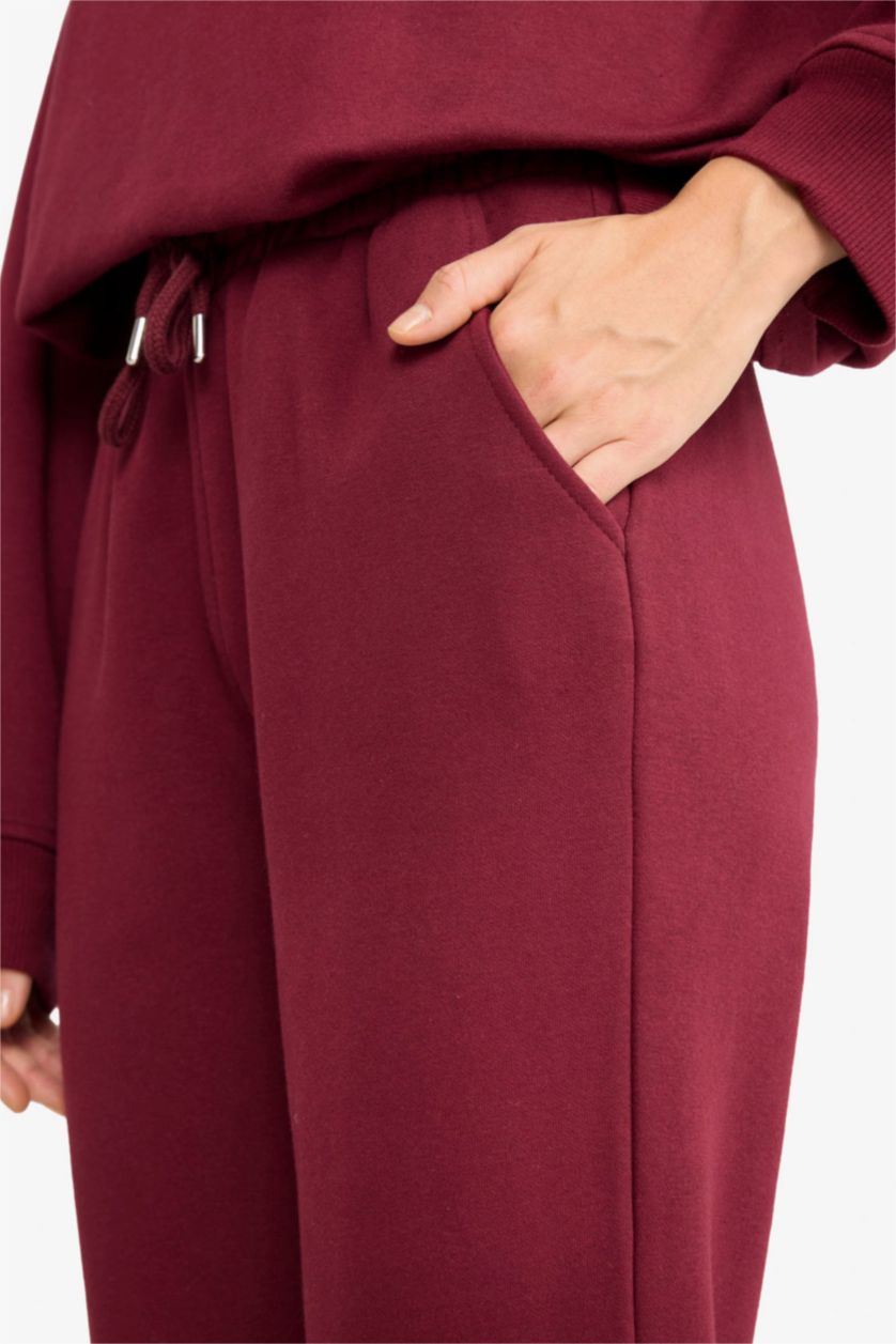 Woman Bordeaux Basic Thick Jogger Sweatpants
