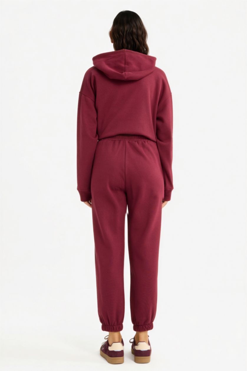 Woman Bordeaux Basic Thick Jogger Sweatpants