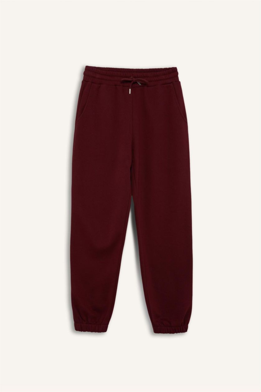 Woman Bordeaux Basic Thick Jogger Sweatpants