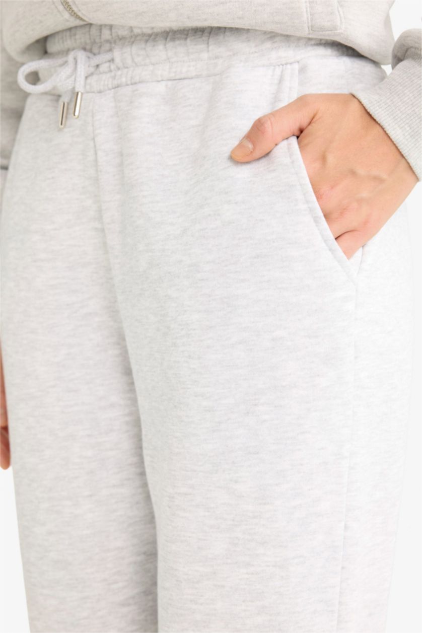 WOMAN Grey Melange Jogger Fit Basic Thick Fabric Sweatpants