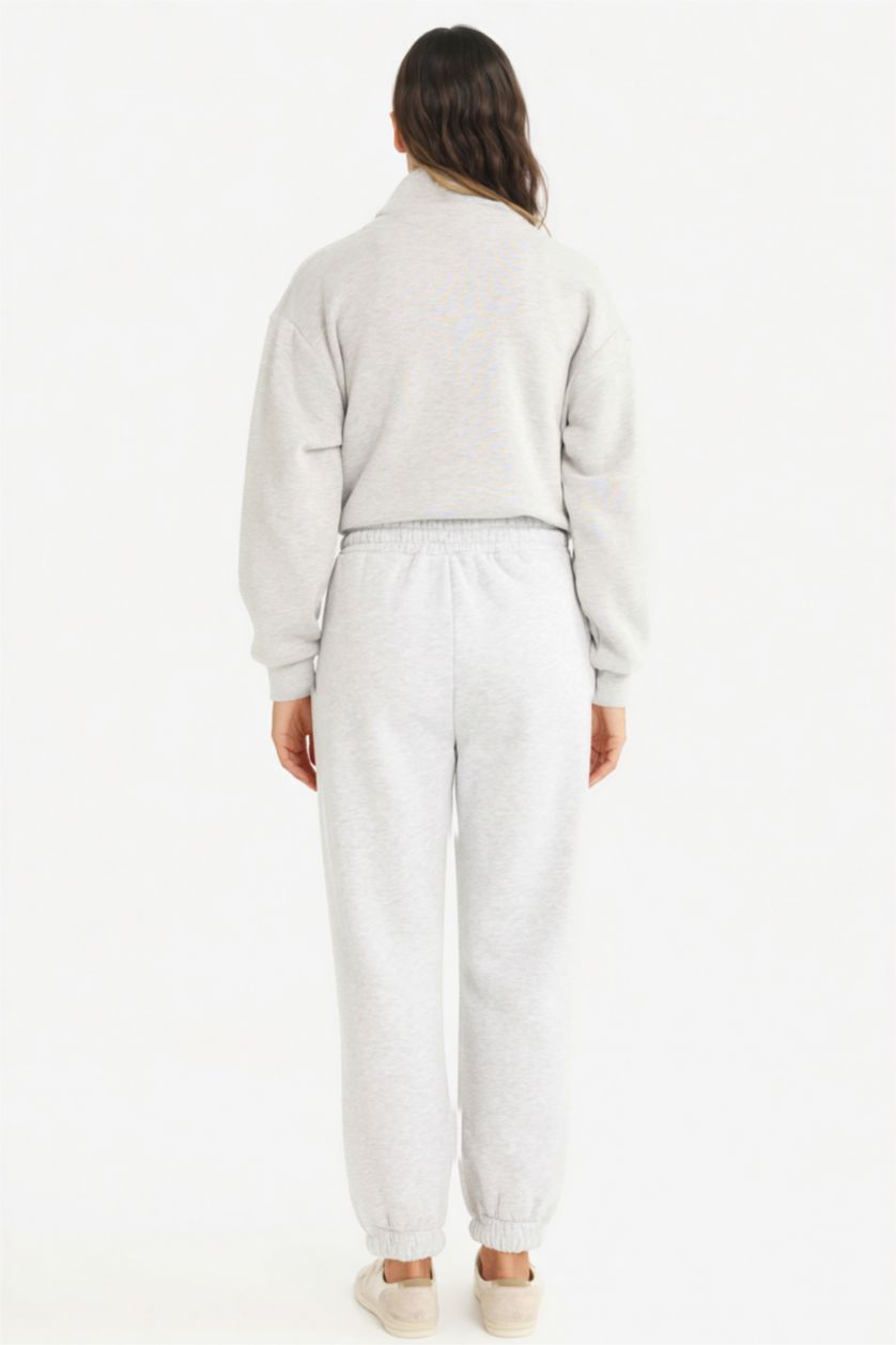 WOMAN Grey Melange Jogger Fit Basic Thick Fabric Sweatpants
