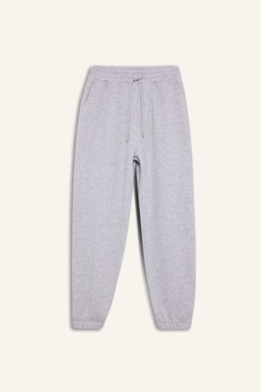 WOMAN Grey Melange Jogger Fit Basic Thick Fabric Sweatpants