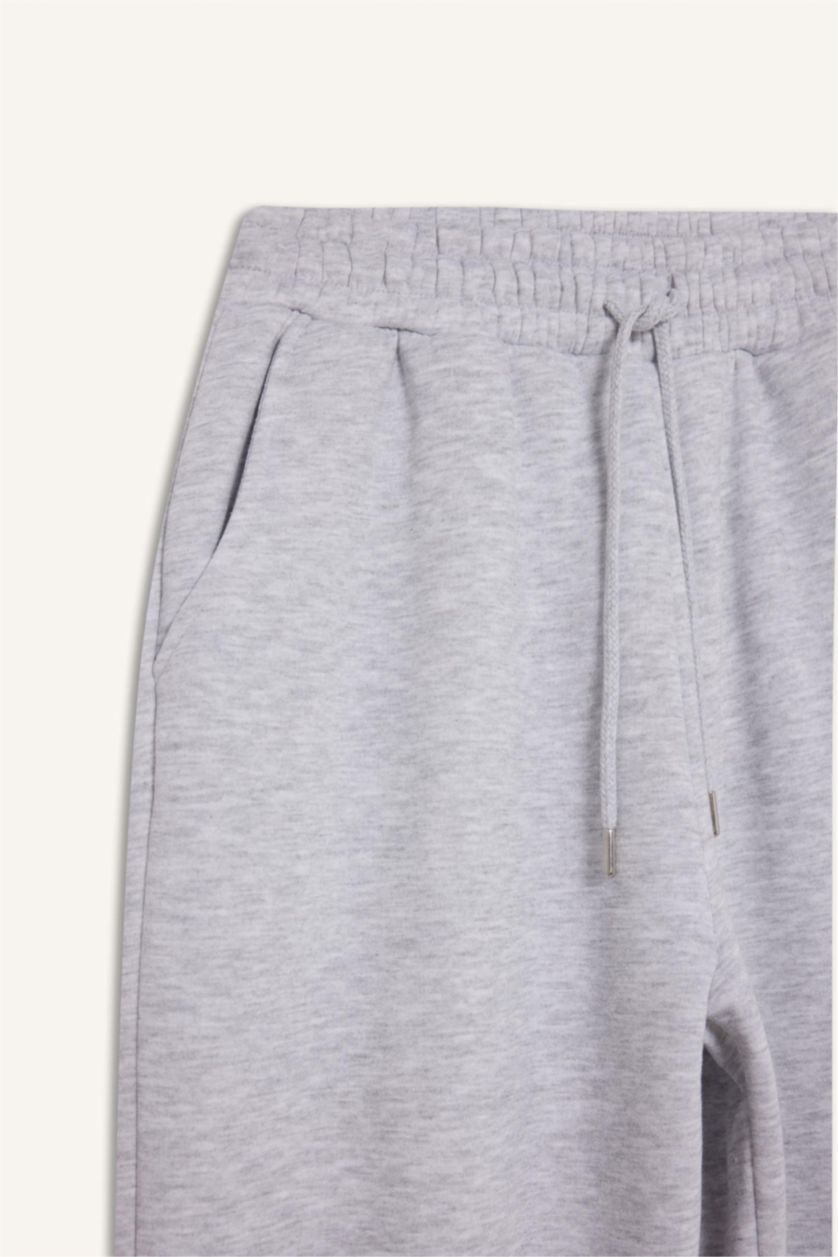 WOMAN Grey Melange Jogger Fit Basic Thick Fabric Sweatpants