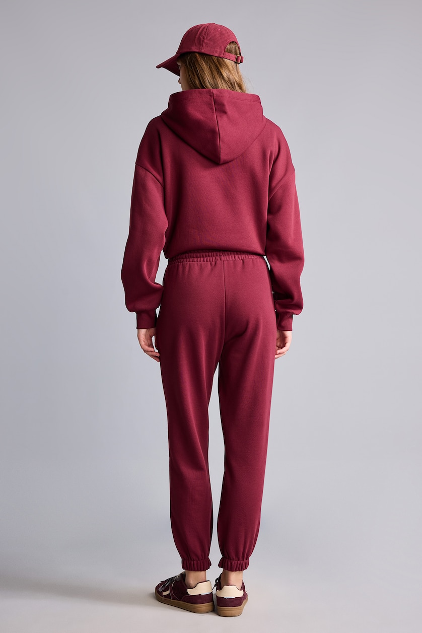Woman Bordeaux jogger Thick Sweatshirt Fabric Trousers