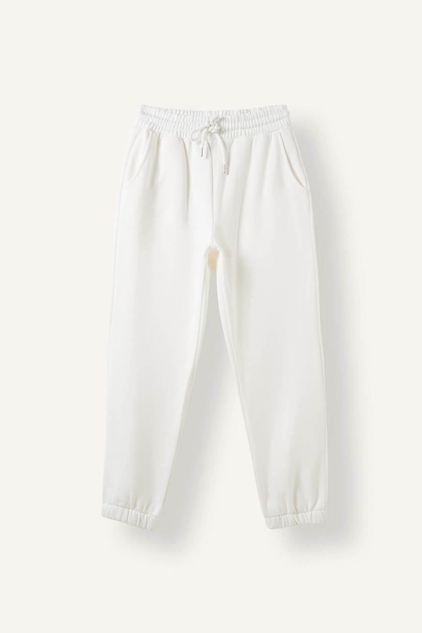 WOMAN Ecru jogger Thick Sweatshirt Fabric Trousers
