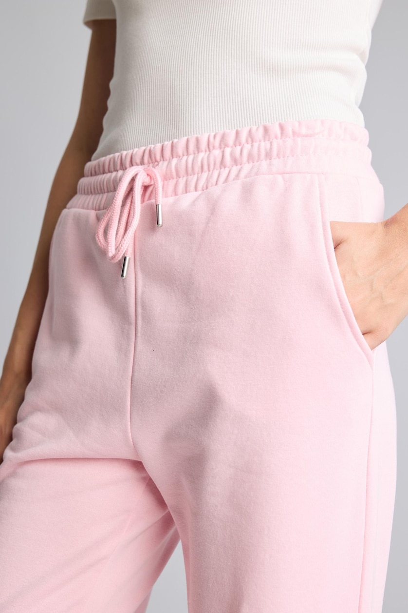 Kadın Açık Pembe Jogger Fıt Elastik Bel Basıc Pamuklu Eşofman Altı