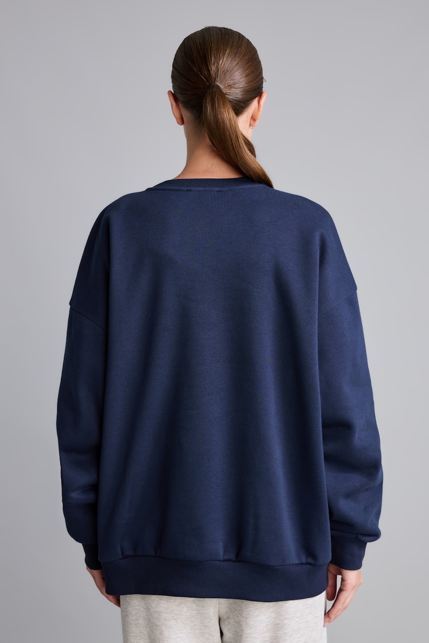 WOMAN NAVY Oversize Fit Thick Sweatshirt Fabric Sweatshirt