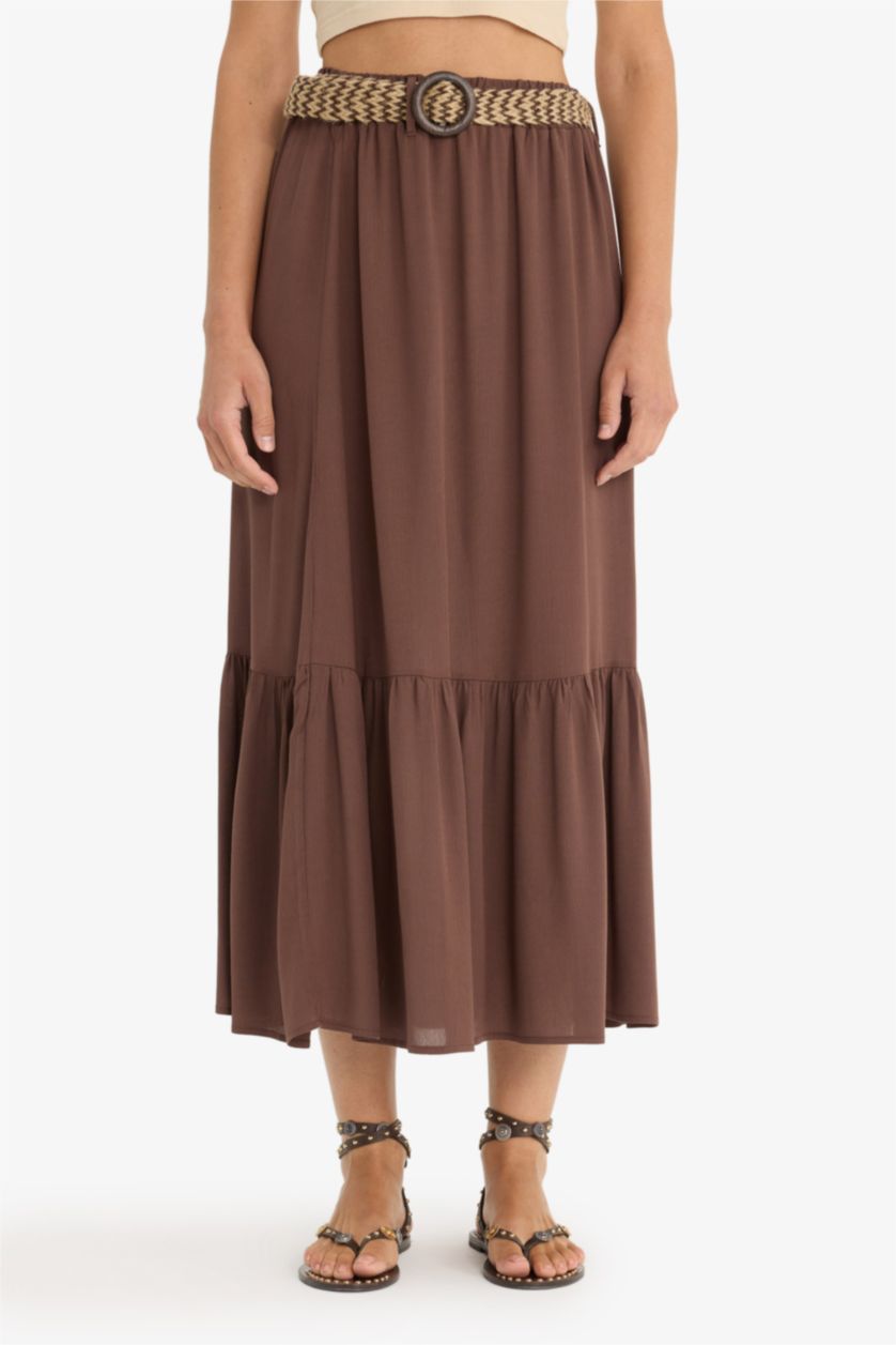 نساء بني تنورة فيسكوز مجعد قصة A