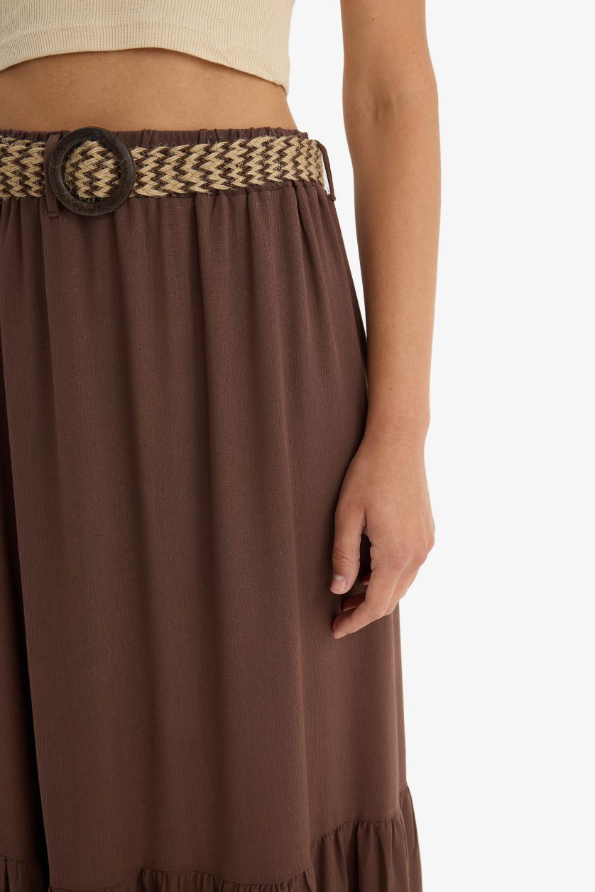 نساء بني تنورة فيسكوز مجعد قصة A