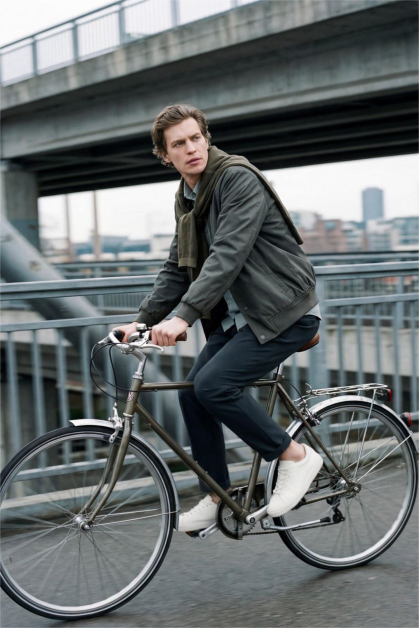 رجال كاكي جاكيت خفيف سليم فيت مبطن