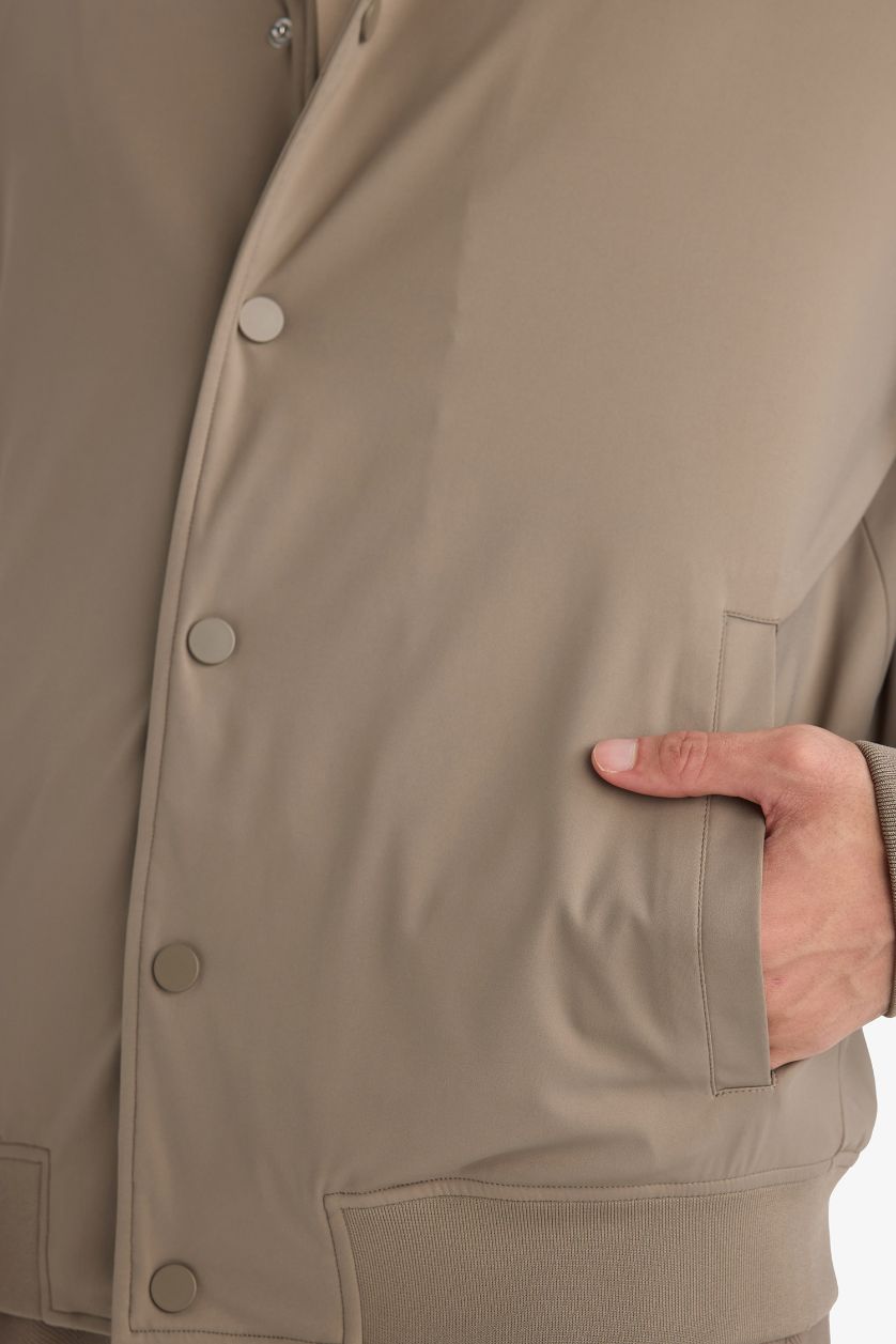 رجالي خشبي جاكيت خفيف سليم فيت مبطن