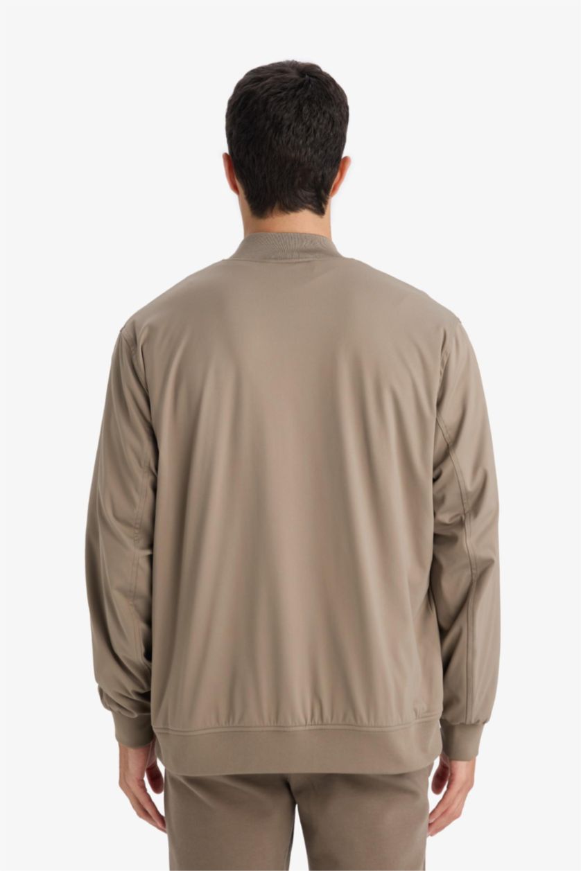 Erkek Meşe Yeşili Esnek Slim Fıt Kolej Yaka Mont